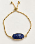Oval Gilded Lapis Lazuli Slide Bracelet | Gold