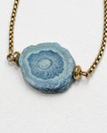 Raw Quartz Light Blue Slide Bracelet | Gold