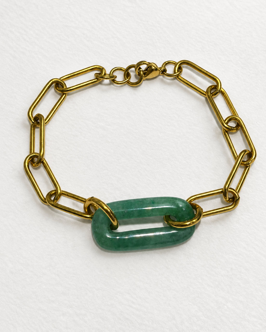 Aventurine Oval Link Bracelet | Gold