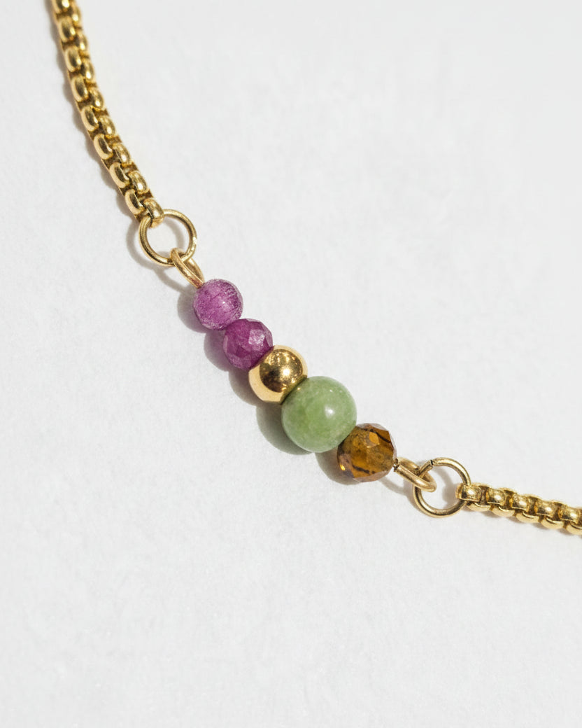 Dainty Peridot Ruby Slide Bracelet | Gold