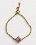 Clover Engraved Rhodonite Slide Bracelet | Gold