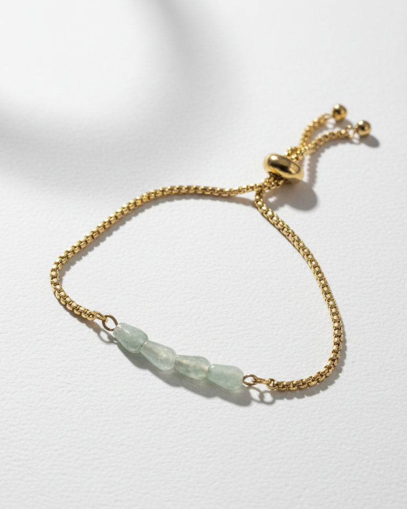 Teardrop Bar Aventurine Slide Bracelet | Gold