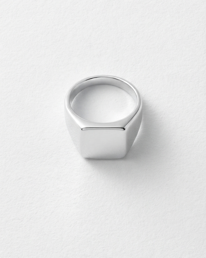 Mirror Square Signet Ring | Silver