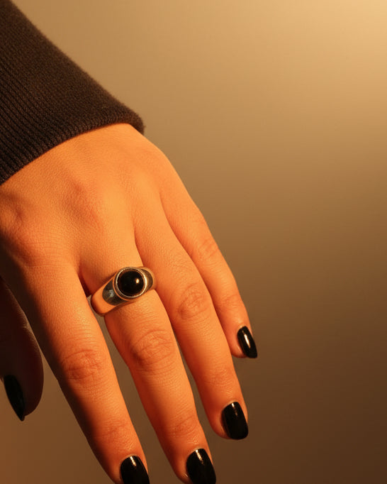 Obsidian Signet Ring | Silver