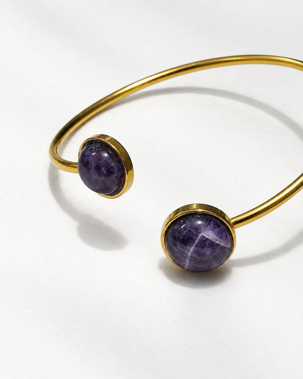 Pesona Cuff Bangle with Amethyst | Gold