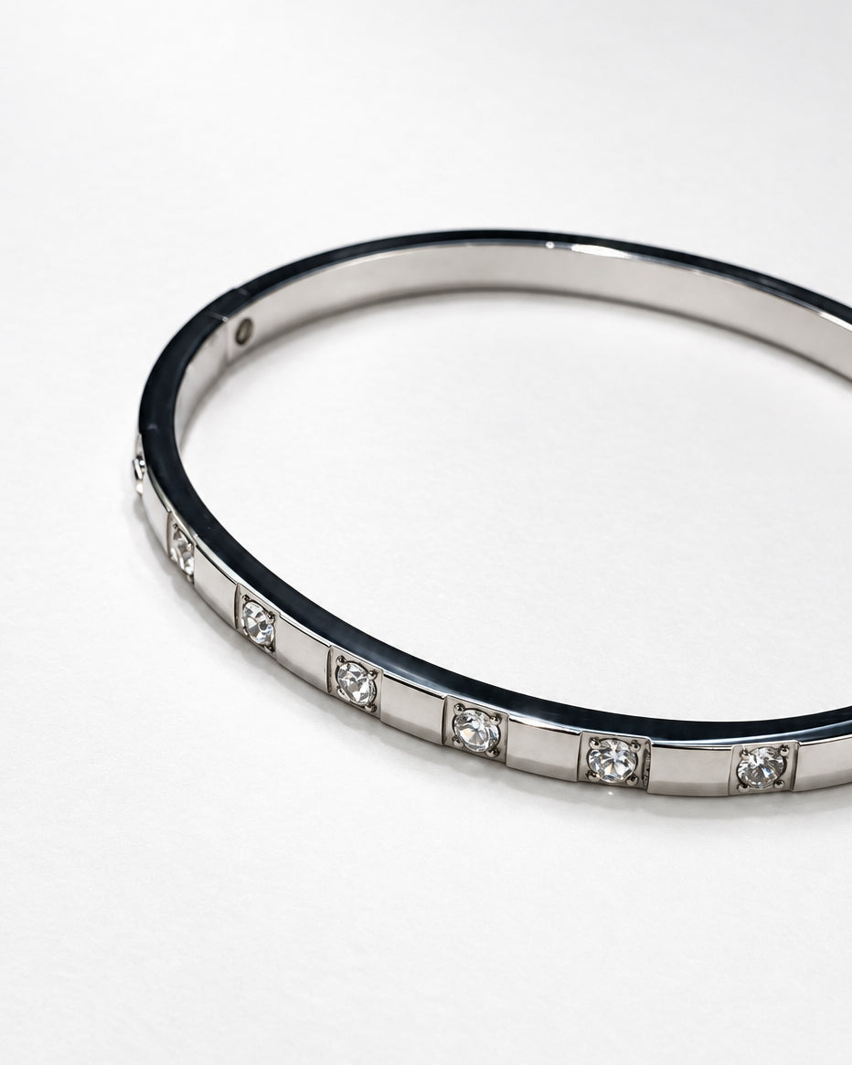 Box Zircon Bangle | Silver