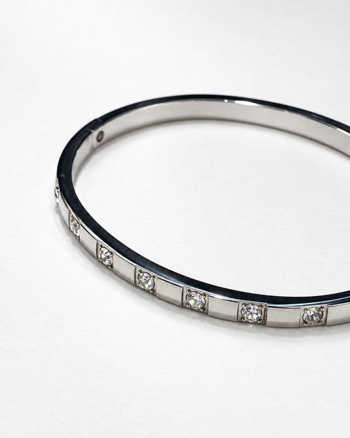 Box Zircon Bangle | Silver