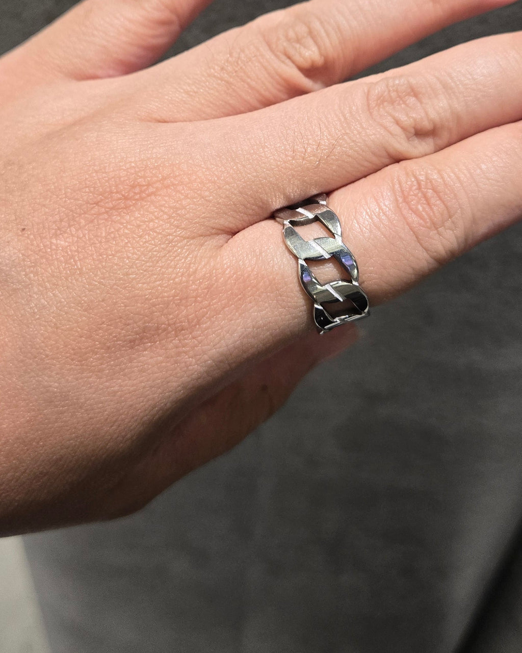 Cuban Chain Plain Ring | Silver