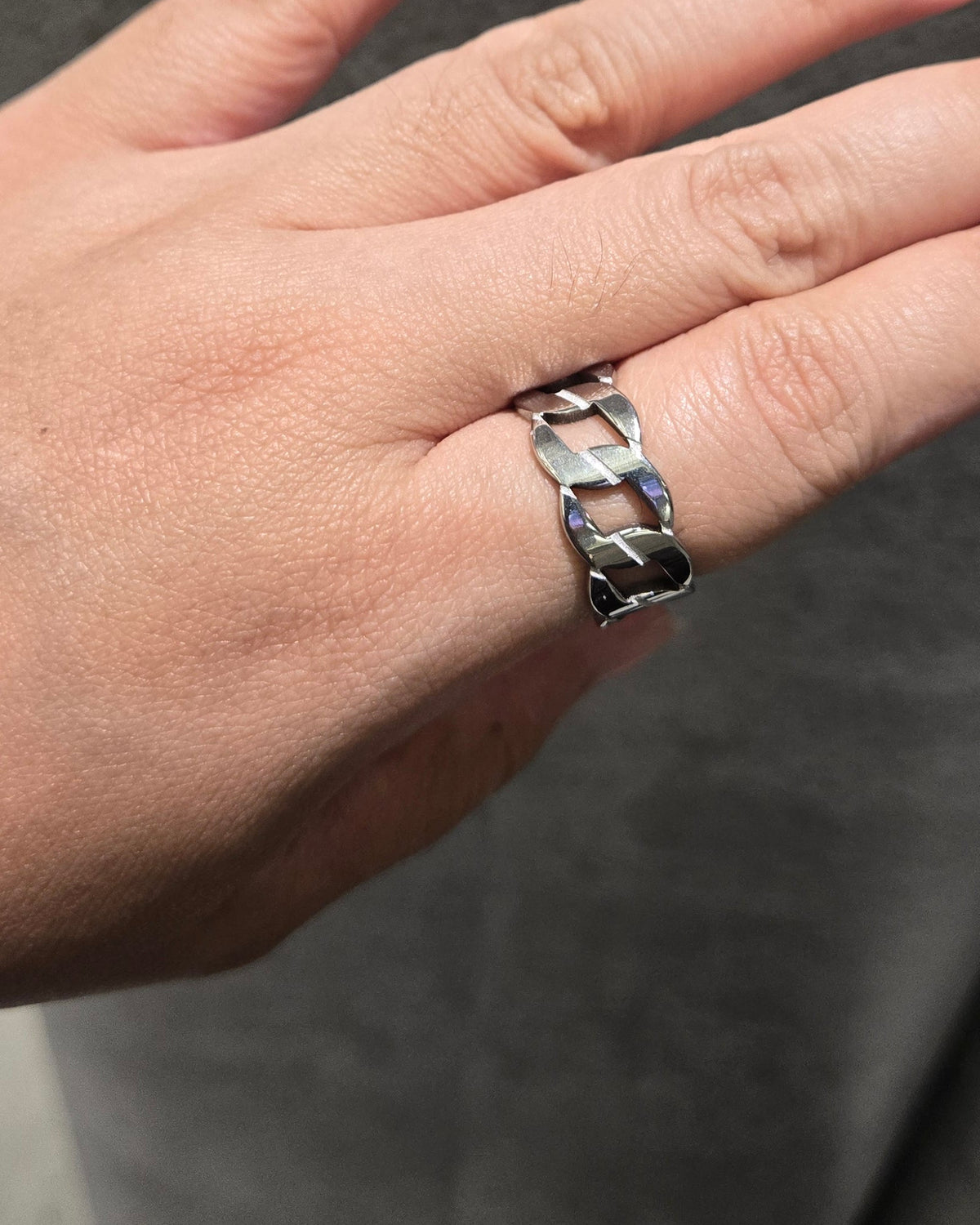 Cuban Chain Plain Ring | Silver