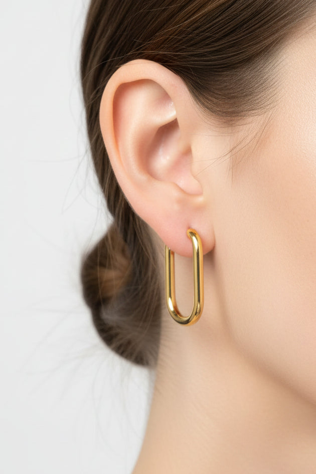 U Rectangle Hoop | Gold