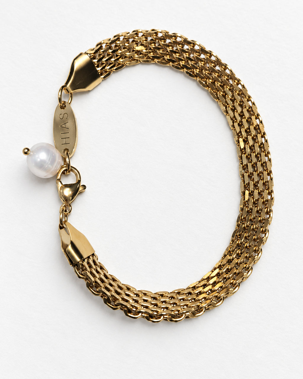 Weave Bracelet with Pearl | Gold