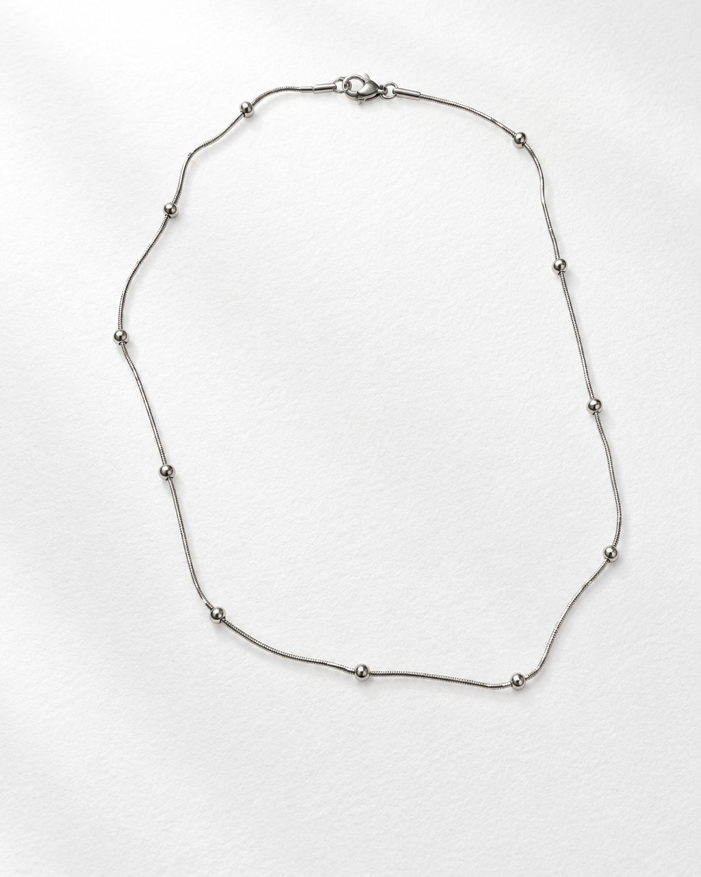 Dainty Sphere Snake Necklace | Silver