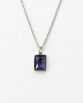 Embun Purple Rectangle Zircon Necklace | Silver