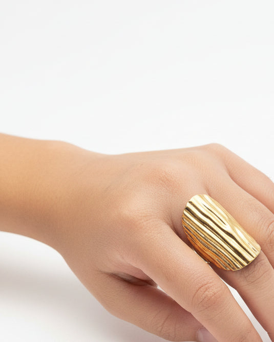 Statement Textured Adjustable Ring | Gold