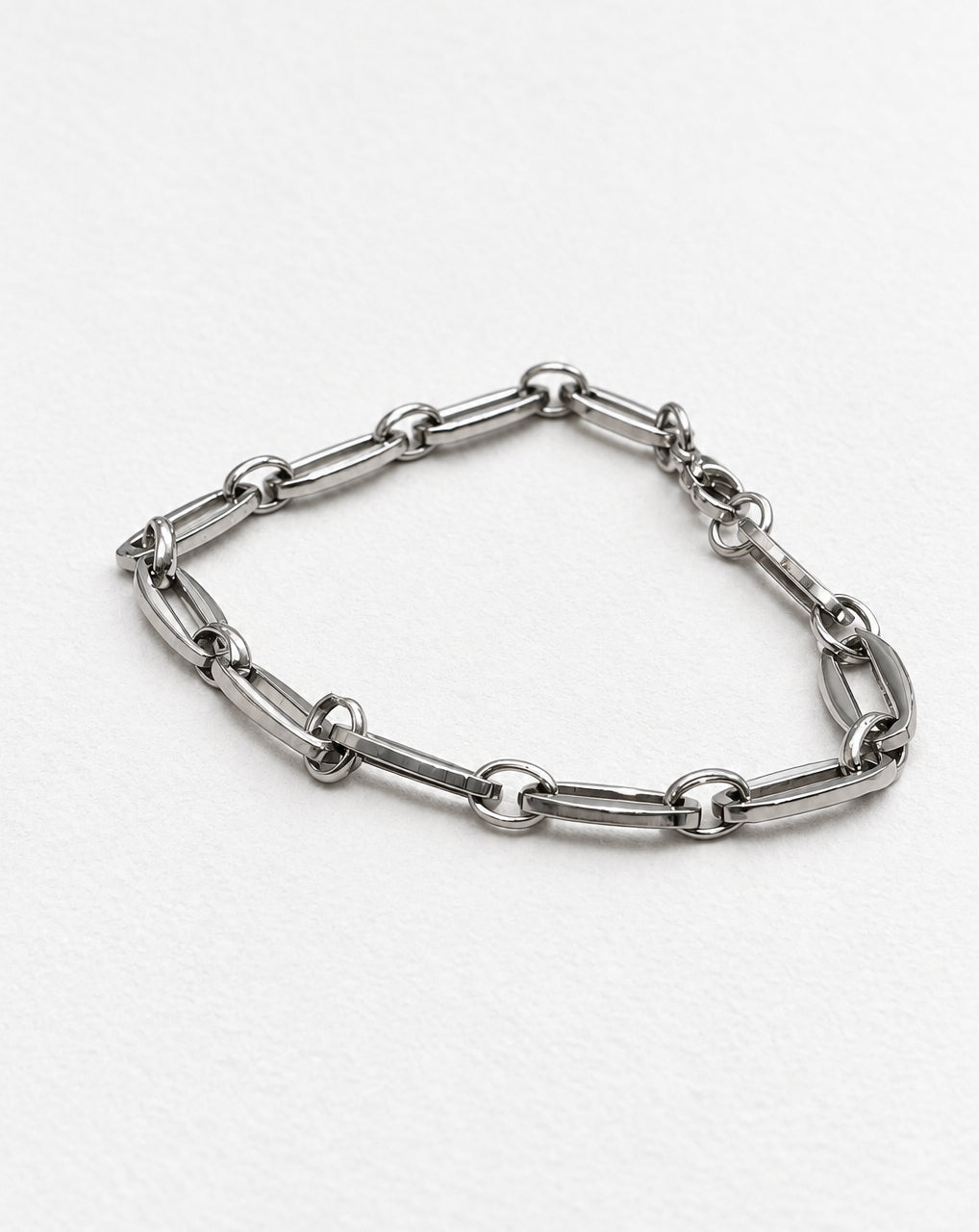 Plain Thick Link Bracelet | Silver