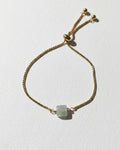 Square Faceted Prehnite Slide Bracelet | Gold