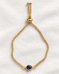 Dainty Zircon Blue Slide Bracelet | Gold