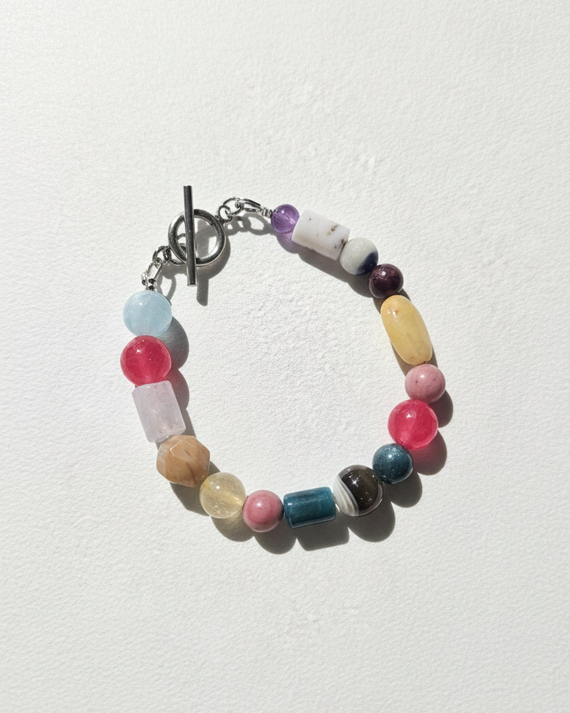 Summer Beaded Mixstone Bracelet | Silver