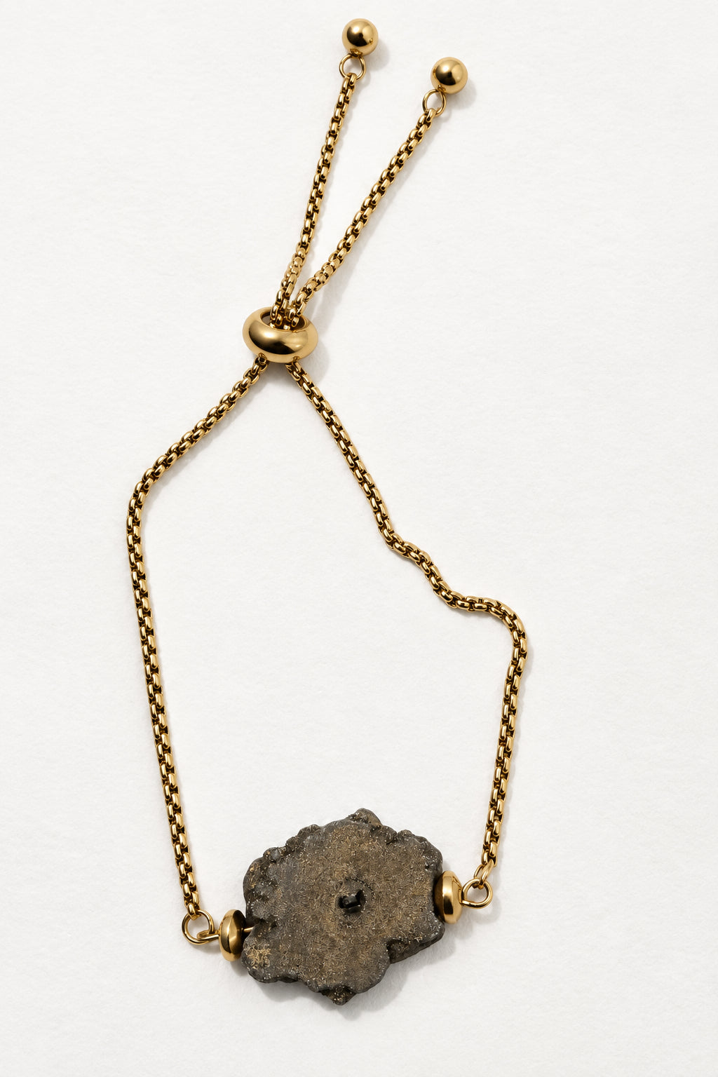 Raw Quartz Bronze Slide Bracelet | Gold