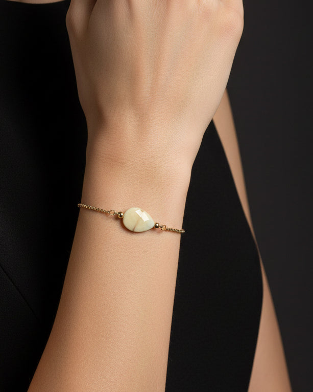 Flower Amazonite Slide Bracelet | Gold