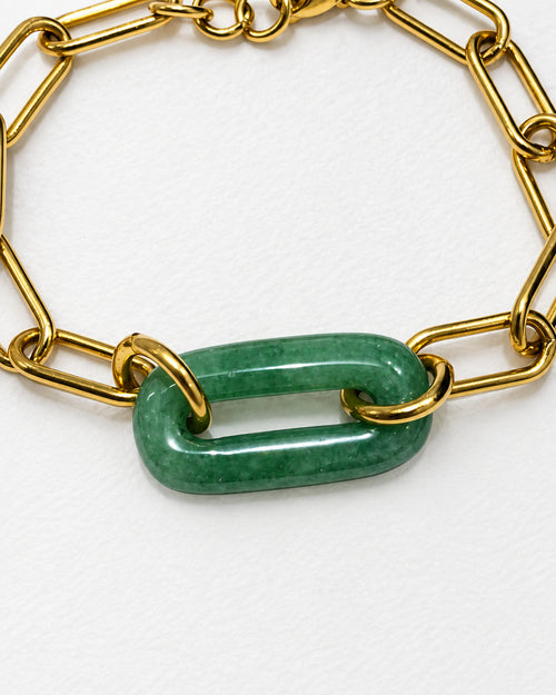 Aventurine Oval Link Bracelet | Gold
