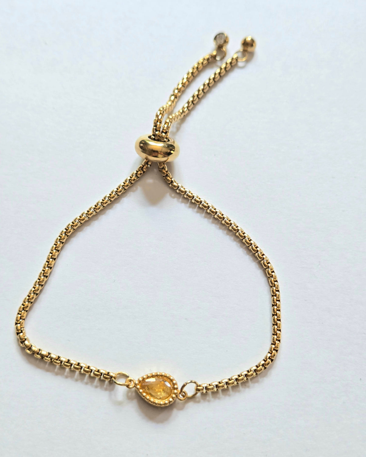 Dainty Zircon Yellow Slide Bracelet | Gold