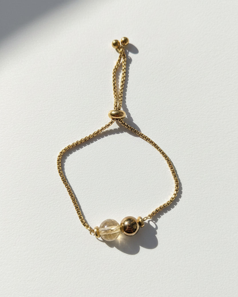 Citrine with Hematite Slide Bracelet | Gold