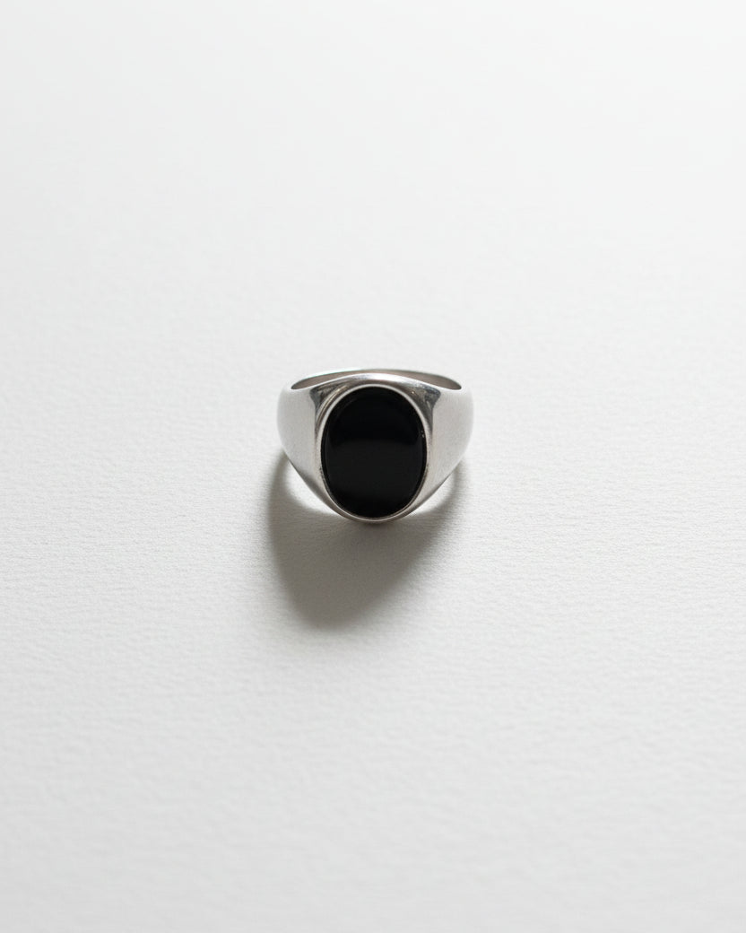 Black Acrylic Statement Ring | Silver