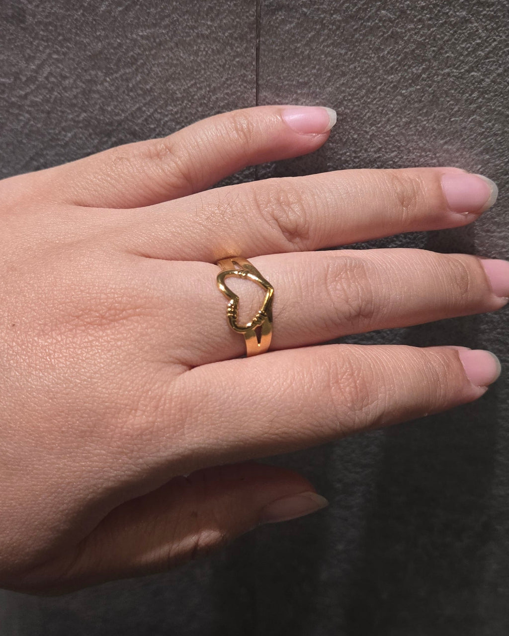 Dainty Heart Adjustable Ring | Gold