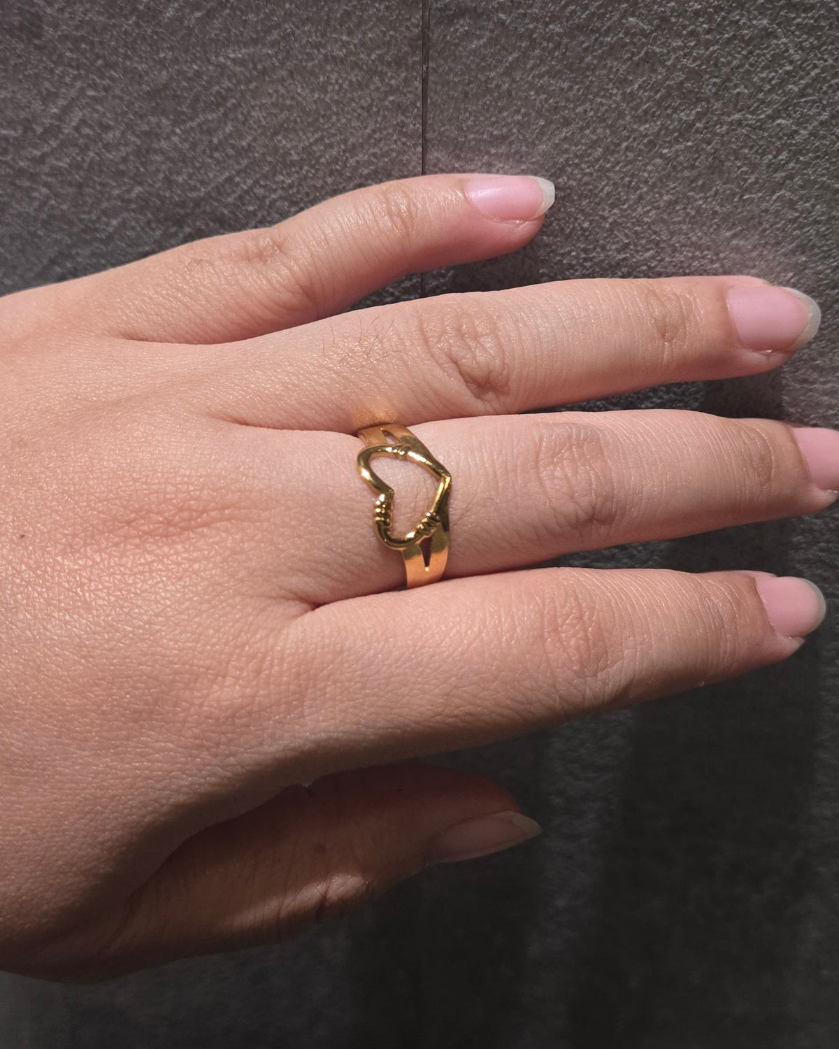 Dainty Heart Adjustable Ring | Gold