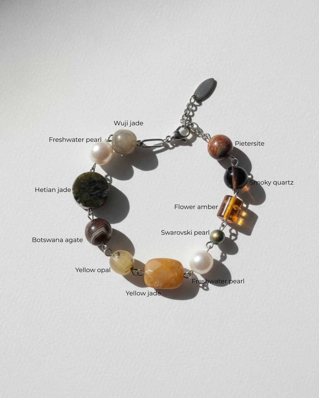 Beaded Linked Mixstone Bracelet | Silver