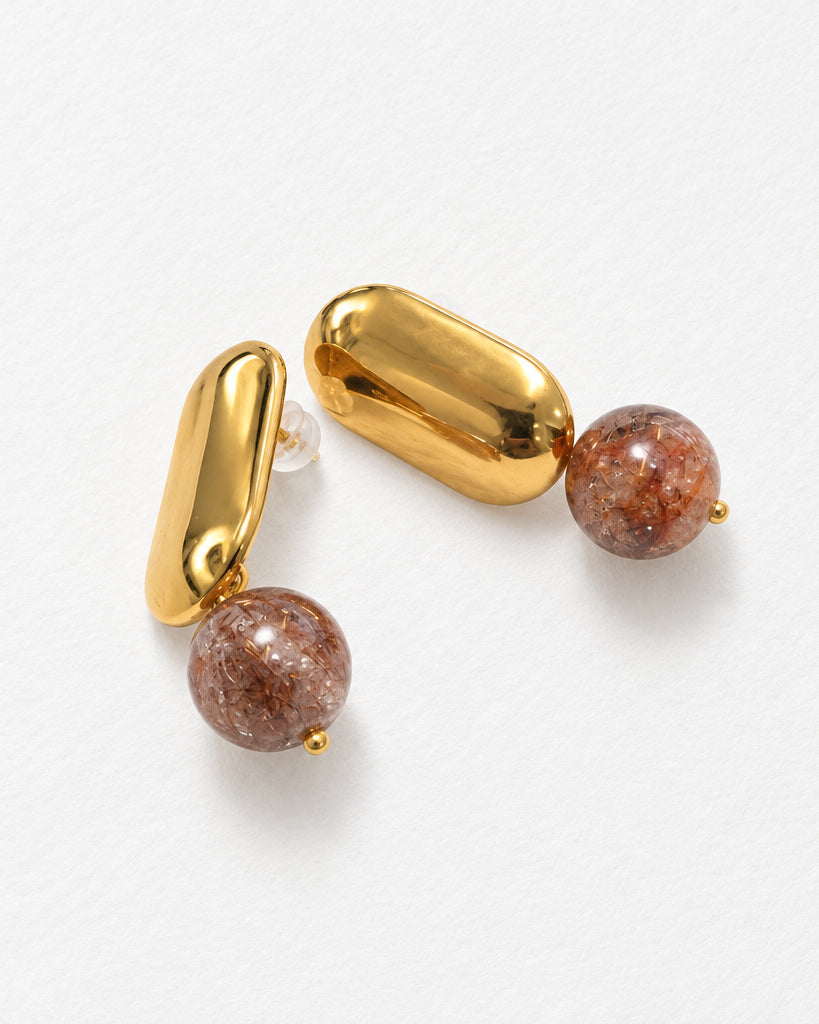 Copper Rutile Mirror Stud Earring | Gold