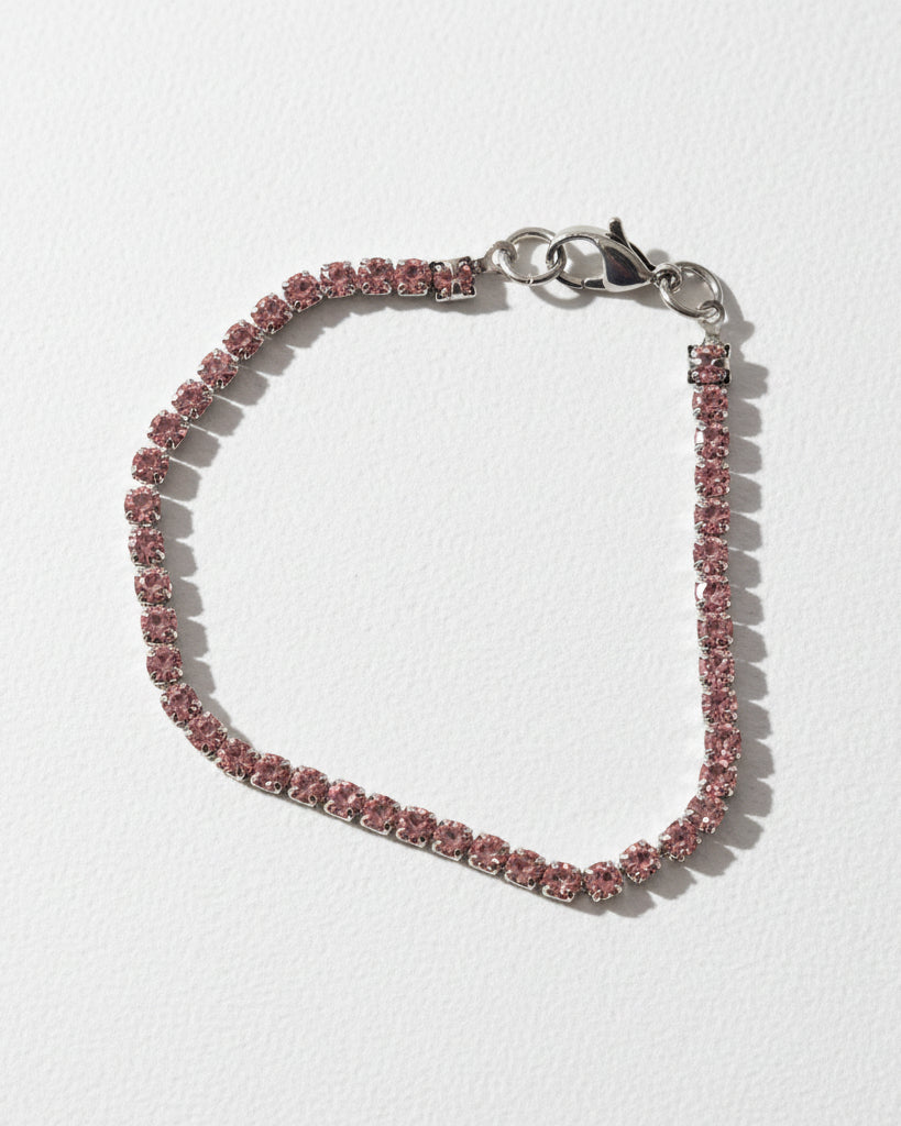 Embun Light Pink Diamante Bracelet | Silver