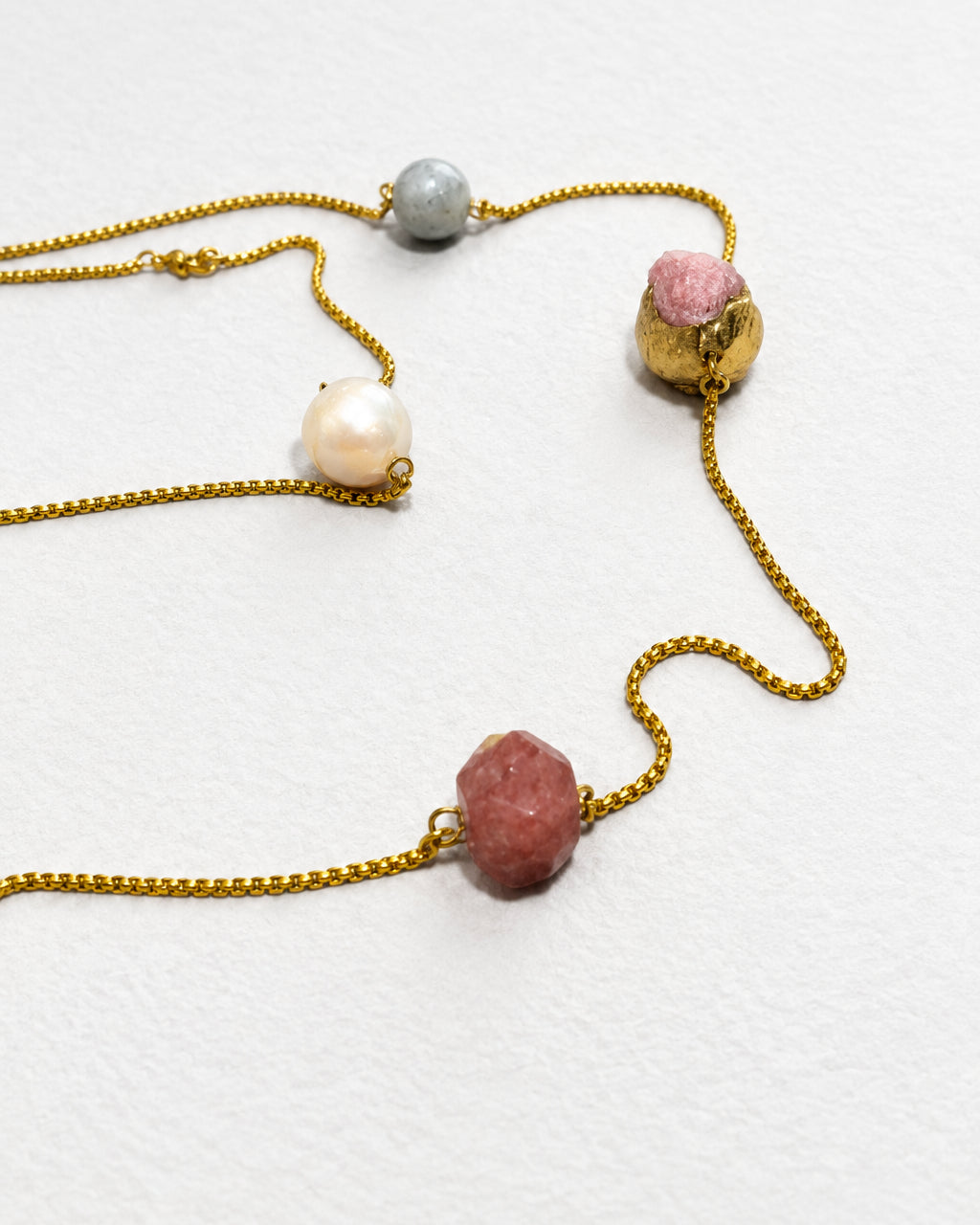 Luxe Multistone Long Necklace | Gold