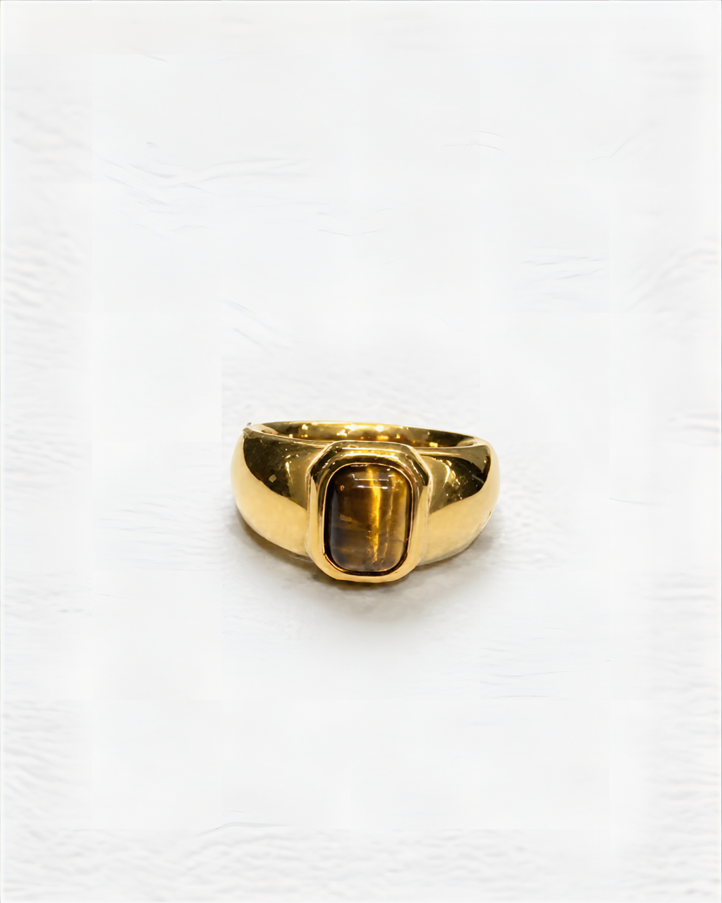 Rectangle Tiger Eye Signet Ring |Gold