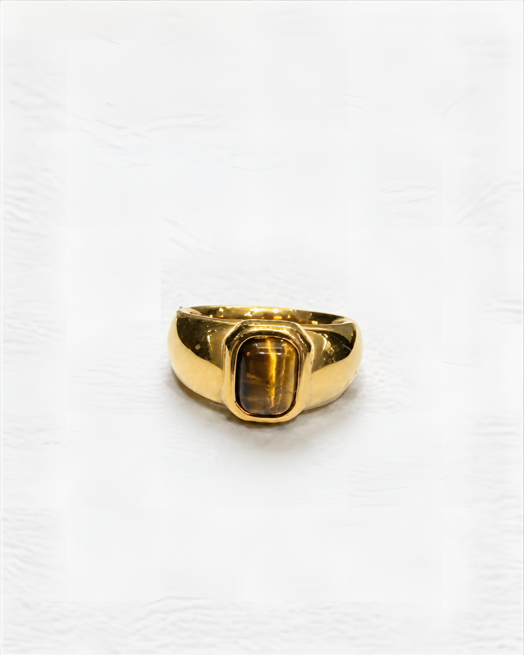 Rectangle Tiger Eye Signet Ring |Gold