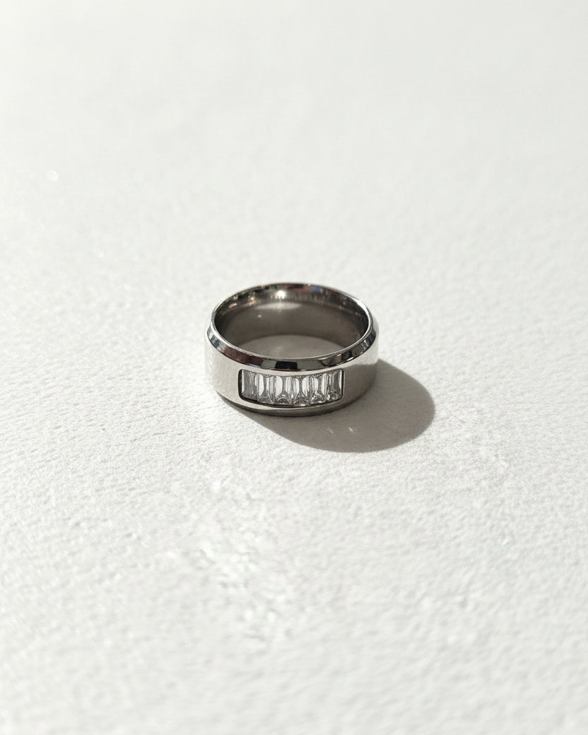 Rectangle Zircon Ring | Silver