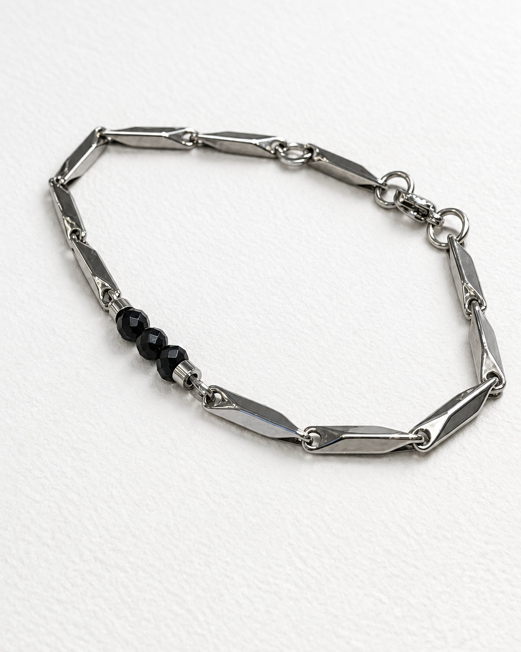 Obsidian Barlink Bracelet | Silver