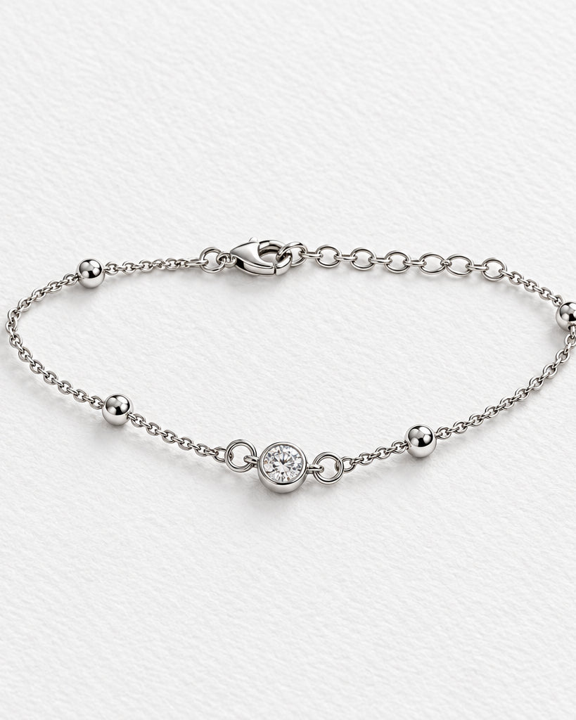 Dainty Solitaire Bracelet| Silver