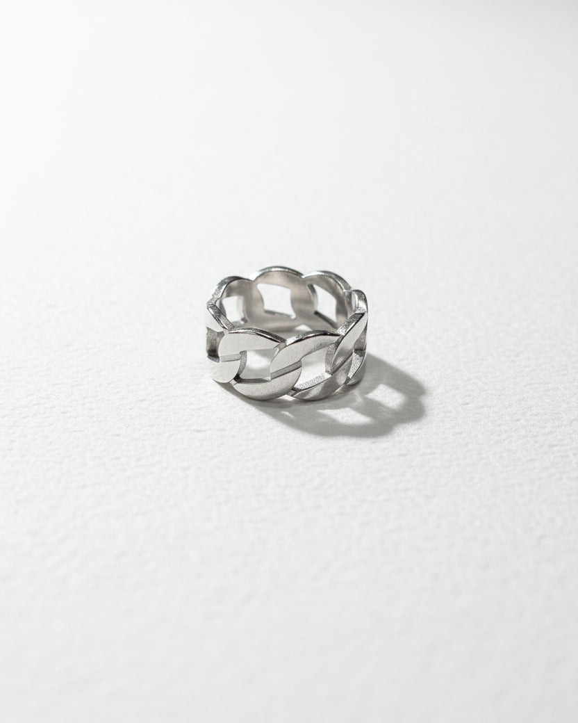 Cuban Chain Plain Ring | Silver