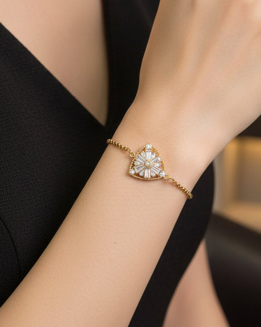 Triangle Pave Zircon Slide Bracelet | Gold