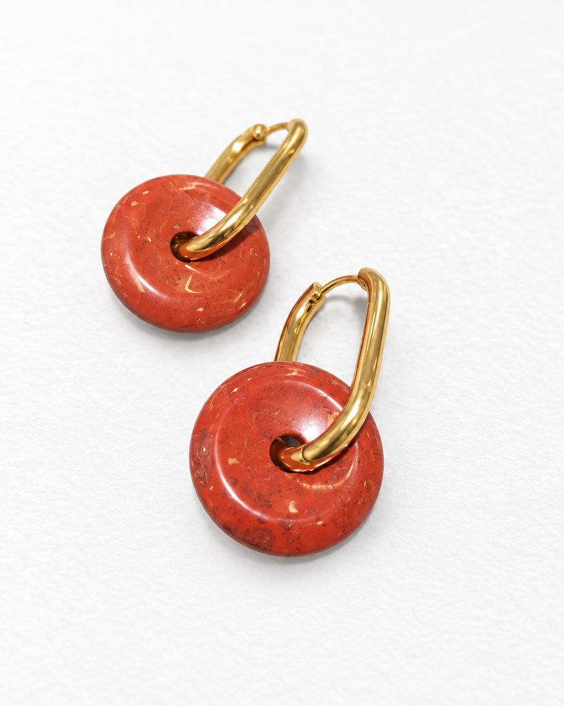 Red Jasper Donut Earring | Gold