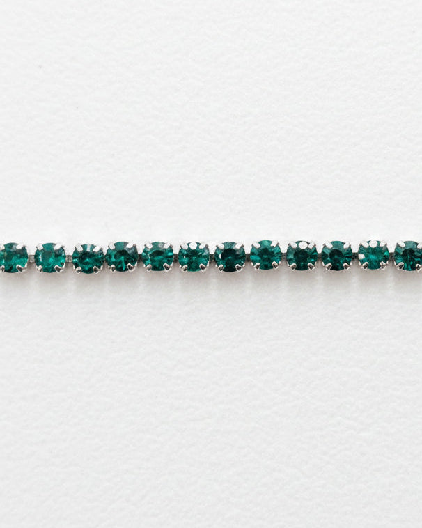 Dainty Embun Green Diamante Bracelet | Silver