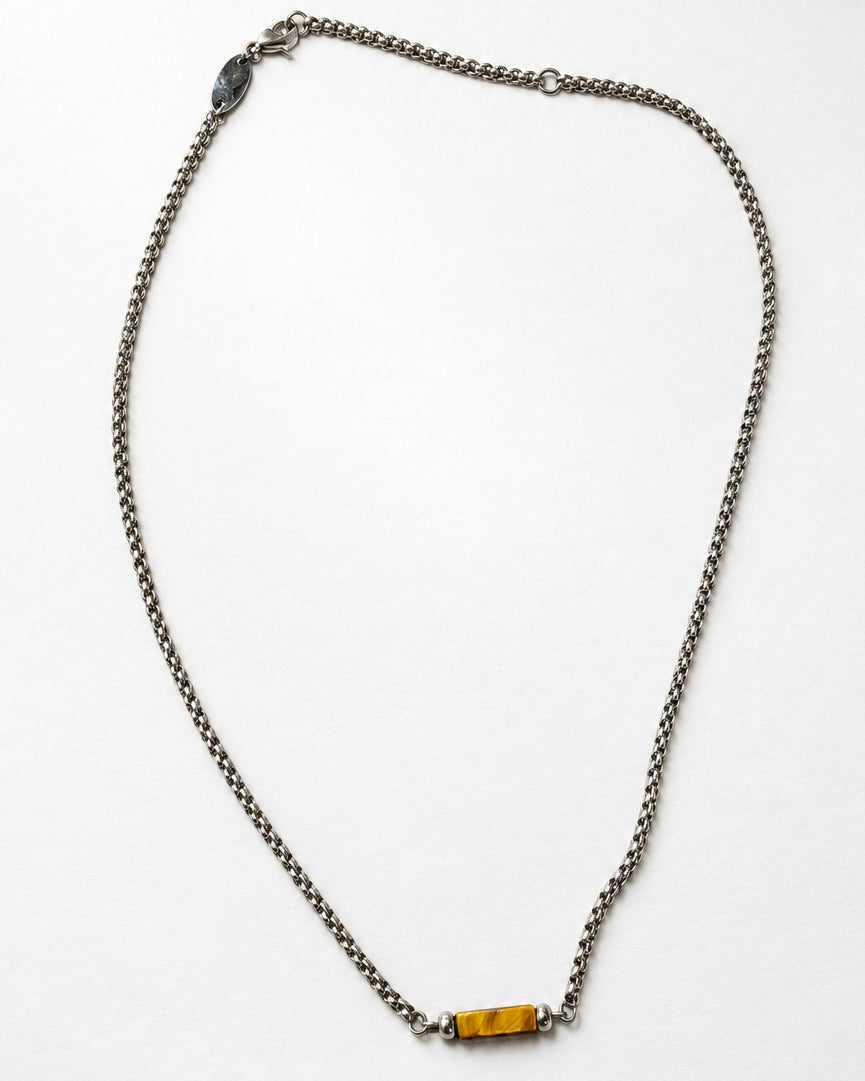 Tiger Eye Boxchain Necklace | Silver
