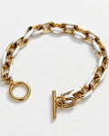 Plain White Enamel Bracelet | Gold