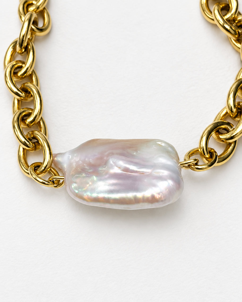 Rectangle Pink Baroque Pearl Bracelet | Gold