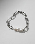 Triple Pearl Chunky Paperclip | Silver