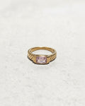 Rectangle Spiral Pink Signet Ring | Gold