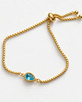 Dainty Zircon Turquoise Slide Bracelet | Gold