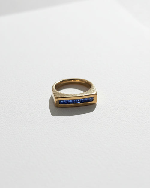 Blue Zircon Lined Ring | Gold